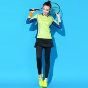 2023羽毛球服速干乒乓套装长袖，运动网球男女球衣，情侣女裙裤款上衣
