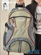 小众设计感美式复古撞色学生书包大容量双肩包潮流工装风旅行背包
