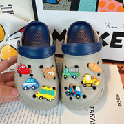 男童小汽车工程车洞洞鞋夏季外穿时尚儿童户外游泳防滑沙滩凉拖鞋