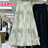 新中式国风印花百褶半身裙，女春夏高腰显瘦小个子，裙子长裙半裙