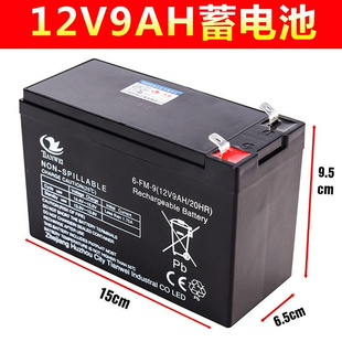 12伏9安电池12v9ah蓄电池照明音响，监控配件12v喷雾器电瓶送充电器