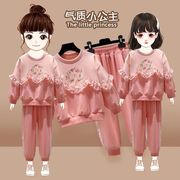 小公主套装2022秋装气质女童洋气两件套韩版春秋长袖卫衣套装