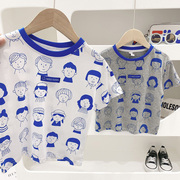 男童短袖t恤夏季2024韩版童装男孩卡通夏装宝宝汗衫 儿童上衣