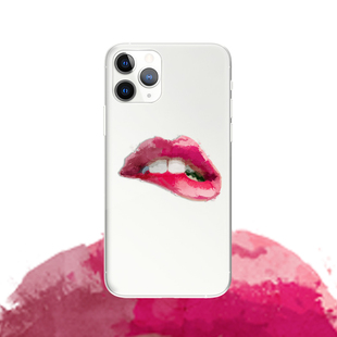 原创性感红唇咬嘴唇性感自拍搞笑透明文艺术手机壳适用苹果 D942