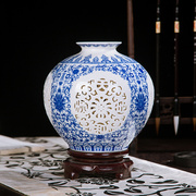 景德镇陶瓷器花瓶摆件镂空瓷现代古典客厅酒柜工艺品家居装饰