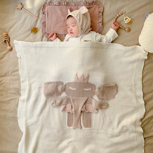 小象盖毯全棉婴儿毯子春夏，宝宝空调被子盖毯新生儿针织毛毯装饰毯