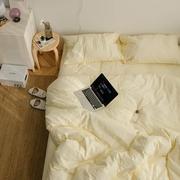 单件ins纯色水洗棉全棉被套单品简约风素色床单全棉枕套床笠1.8米