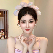 人鱼公主~高级感网纱，蝴蝶结后脑勺高颅顶2023年弹簧夹发夹子