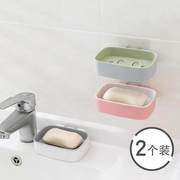 肥皂香皂盒吸盘壁挂式沥水卫生间个性，创意皂盒架双层免打孔置物架
