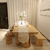 实木餐桌椅组合简约吃饭桌子长方形展示桌原木日式饭桌办公泡茶桌