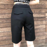 黑色西装短裤女士夏季2022高腰显瘦休闲五分裤宽松大码直筒裤