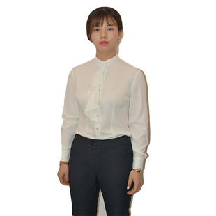 晶斯侯平按职业装长袖女衬衫安装银行工作服女装白色衬衣大码制服