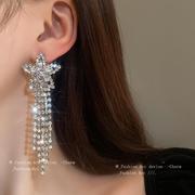 银针镶钻锆石五角星流苏耳环时尚轻奢设计感耳坠高级感耳饰女