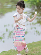 女童民族风服装连衣裙夏款儿童，少数民族舞蹈表演服小女孩傣族服饰