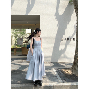范智乔法式肌理感条纹连衣裙夏设计(夏设计)感小众，休闲吊带裙显瘦仙气长裙