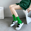 绿色袜子女士夏季超薄款中筒袜，天鹅绒短丝袜蓝色，百搭堆堆袜长袜潮