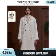 teenieweenie小熊秋冬甜美少女，绵羊毛混纺毛呢大衣，双排扣外套