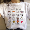 Vegan Print  T Shirt 素食主义者卡通动物图案印花女士T恤短袖