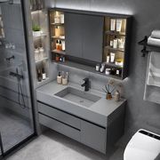 简约折叠风水镜浴室柜组合卫生间，洗手盆面盆纳米岩石一体盆卫浴柜