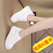 白色女士休闲鞋厚底韩版百搭时尚小个子秋季的松糕鞋运动鞋小白鞋