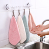 浴室挂式珊瑚绒可爱擦手搽手巾厨房抹布手帕双面加厚卡通吸水毛巾