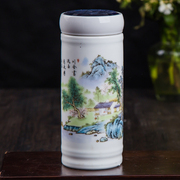 景德镇青花瓷茶杯带盖陶瓷保温杯大号500毫升办公养生骨瓷杯
