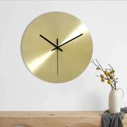 xl丹麦极简金属钢艺金色，客厅挂钟表个性小户型，钟饰静音圆形12英寸