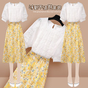 白色蕾丝上衣女夏季仙女超仙，法式甜美短袖，小衫高档洋气减龄雪纺衫