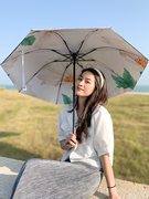 夏季小清新女神遮阳伞双层黑胶太阳伞三折叠防晒防紫外线晴雨两用