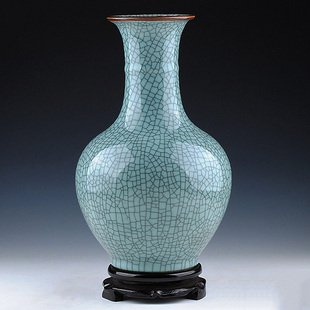 景德镇陶瓷花瓶摆件客厅插花仿古官窑，瓷瓶中式家居装饰品瓷器瓶子
