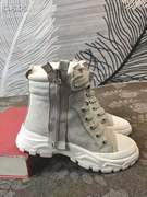 冬季真皮羊毛一体马丁靴，中筒靴平跟韩版女靴保暖防滑4-30
