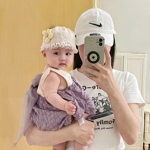 小月龄女宝宝卤门发带夏季薄款新生婴儿遮脑门公主可爱护头囟帽子