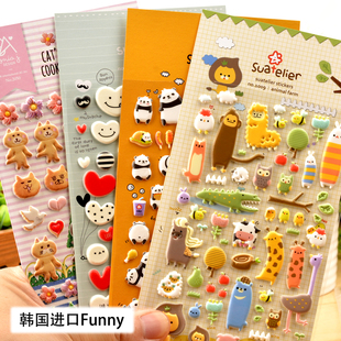 韩国funny儿童玩具卡通，立体3d水果蔬菜，动物泡泡贴画宝宝奖品贴纸