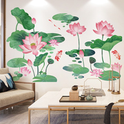 3d立体墙贴画中国风荷花墙，画壁画客厅沙发背景墙壁纸装饰贴纸自粘