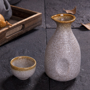 日韩式陶瓷清酒壶酒杯家用小酒瓶酒盅出口日本粗陶金边酒具套装