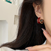 s925银针独特复古红色耳钉女轻奢高级感气质耳饰冷淡风耳环耳夹