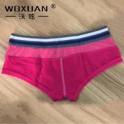 woxuan男士内裤弹性锦纶，网纱透明拼锦纶超细网孔，小平角裤wx-0061