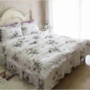 紫色四件套纯棉·全棉，床上用品浪漫紫公主风防滑床裙式床罩