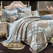 欧式六件套美式床上用品，四件套奢华样板房床品贡缎，刺绣床单被