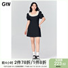 GW大码女装法式泡泡短袖连衣裙2024夏季微胖mm显瘦高腰A字裙