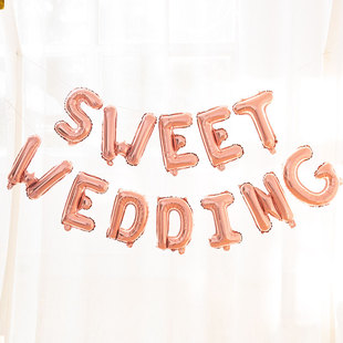 新婚快乐字母，铝膜气球婚庆装饰sweetwedding铝箔，结婚礼婚房布置