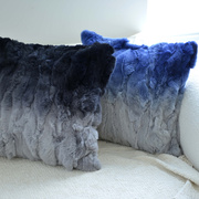 皮草毛绒獭兔毛轻奢抱枕 长毛沙发样板间美式渐变色高档客厅靠垫