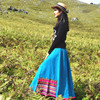 卓玛 民族风超大摆半身裙棉麻拼接款拖地长裙