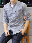 格子衬衫男长袖韩版修身青少年纯棉衬衣时尚，潮流休闲帅气寸衫
