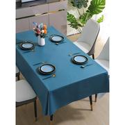 纯色蓝色桌布防水防油防烫免洗茶几垫pvc餐桌，布艺长方形饭店台布