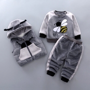 宝宝秋冬装男童加绒加厚套装，0-1-2-3岁洋气三件套韩版婴儿童衣服4
