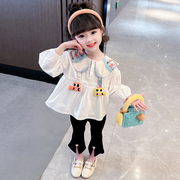 女童长袖衬衣春秋韩版小女孩卡通公主衣服宝宝三岁网红娃娃领上衣