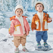 童装2023冬季男女儿童，加厚外套白鸭绒(白鸭绒，)三合一冲锋衣代发