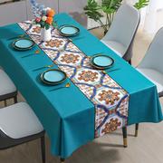 桌布免洗防油防水防烫客厅茶几台布，长方形中式椭圆，餐桌垫pvc卓布