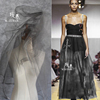 深灰色硬质婚纱网硬挺造型，透视小网格，礼服蓬蓬裙网纱设计师布料